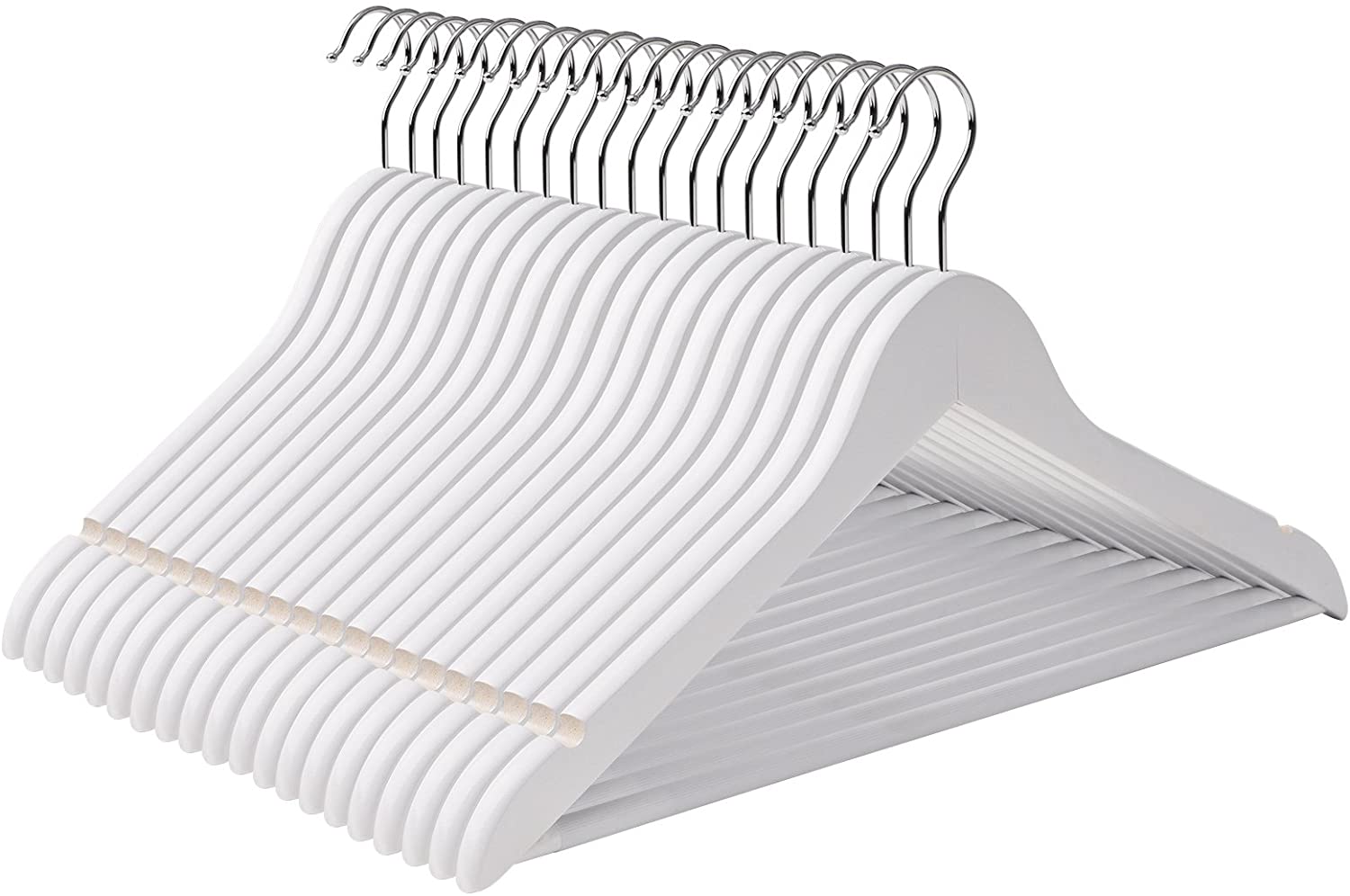 Hoppa! Songmics Kledinghanger - Wit - Hout - 50 Stuks
