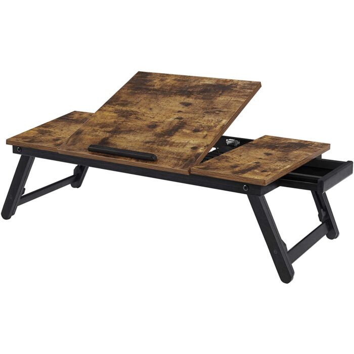 Hoppa! Songmics Laptop Desk - Bruin/Zwart - Bamboe MDF - 71x35x23